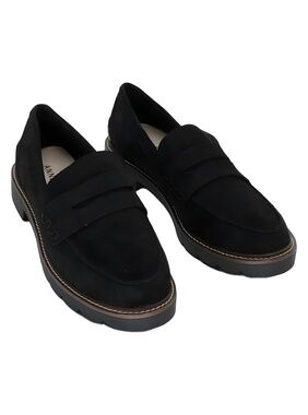 Anne Klein Emmylou Black Suede Penny Loafer Flats Size 8M